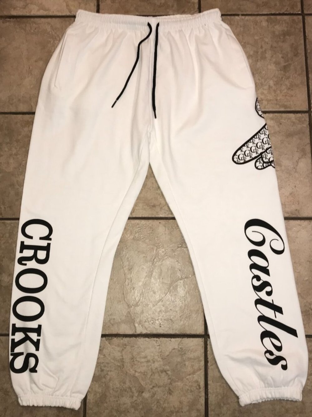 Men's Crooks & Castles White Jogger Sweatpants-Size 3XL
